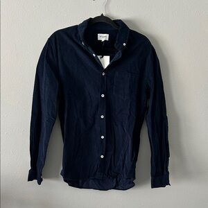 Men's Navy Corduroy Button-Down Shirt - Chemise Charlie Velours in color Marine